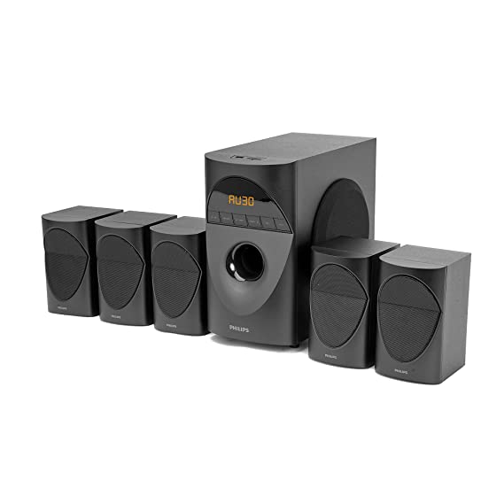 Philips Audio in-SPA 5190B/94 5.1 Channel 90W Multimedia Bluetooth Speaker System with 5x10W Satellite Speakers, LED Display, 40W Subwoofer & Multi-Co - 1
