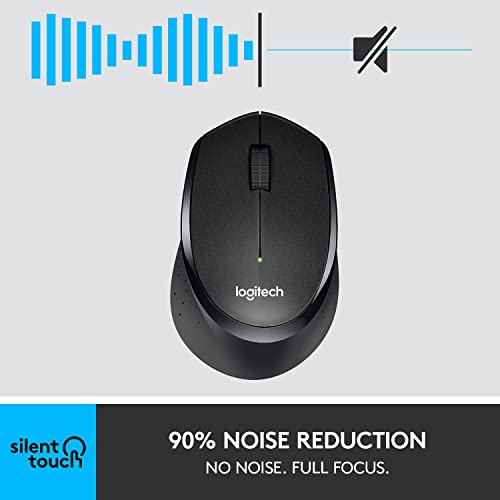 Logitech M331 Silent Plus Wireless Mouse, 2.4GHz with USB Nano Receiver, 1000 DPI Optical Tracking, 3 Buttons, 24 Month Life Battery, PC/Mac/Laptop - - 1