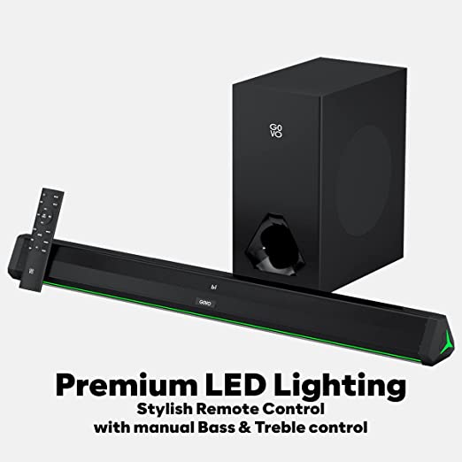 GOVO GOSURROUND 900 2.1 Channel Home Theatre 160W Soundbar, Wired Subwoofer, Multiple Connectivity & Equalizer Modes and Sleek Finish with LED Dispola - 1