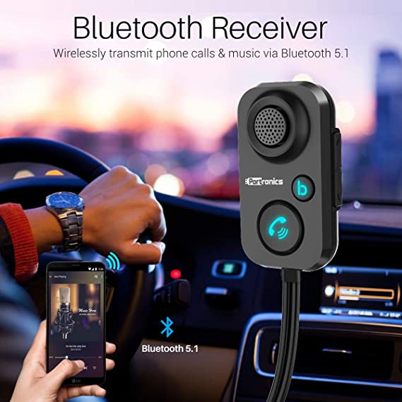 Portronics AUTO 12 in-Car Bluetooth Receiver for Handsfree Calling, Music System, Supports All Smartphones (Black) - 2