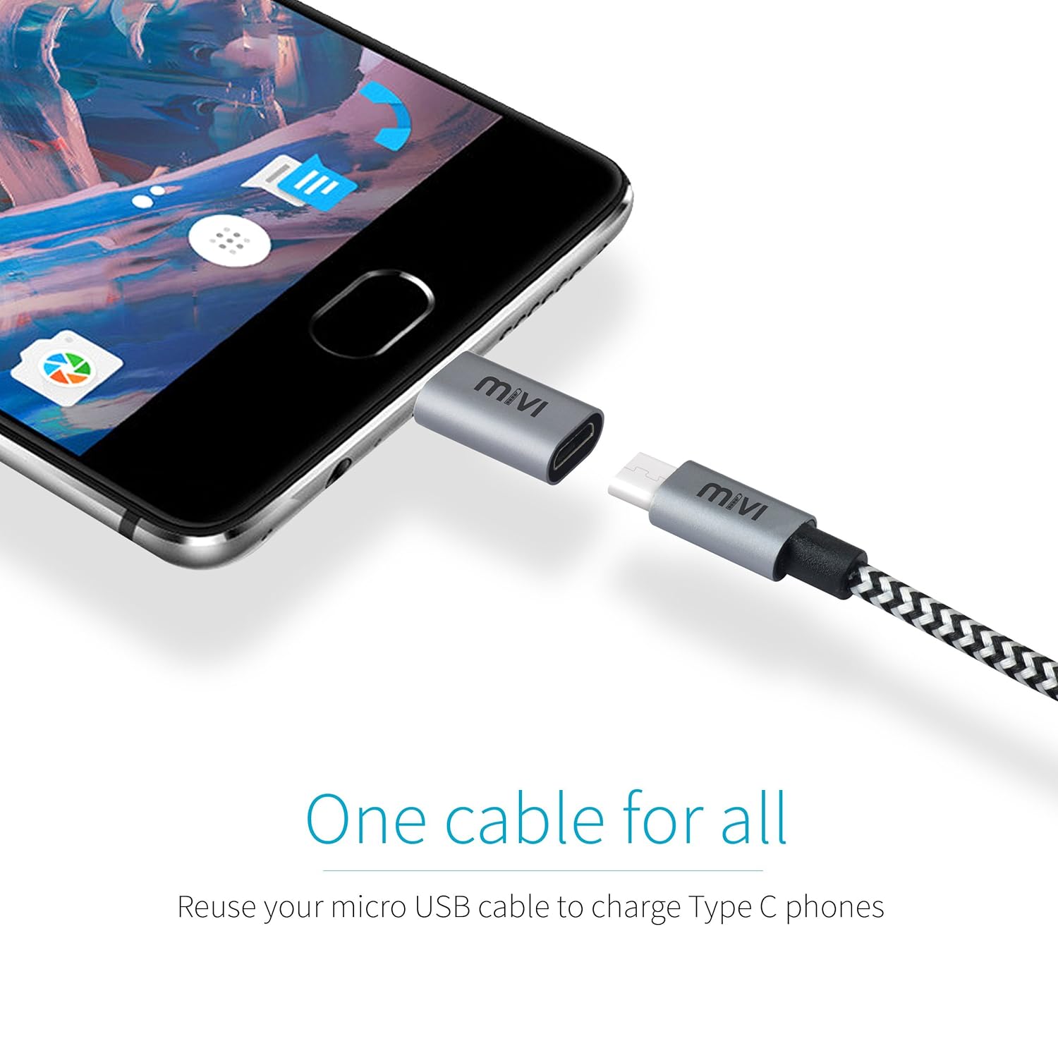 Mivi OAC2AMN Type-C to Micro USB OTG Adapter - (Space Grey) - 2