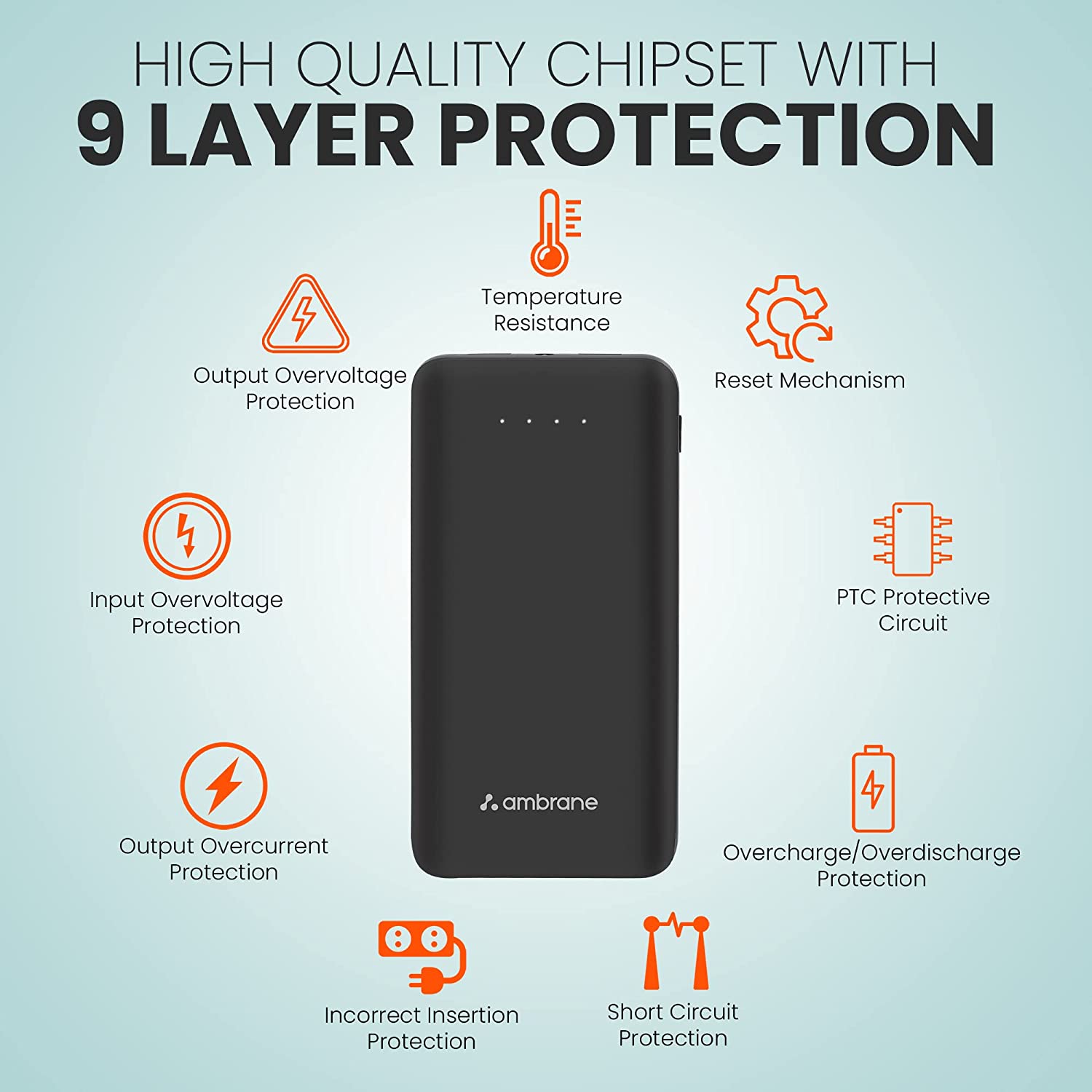 Ambrane 27000mAh Li-Polymer Powerbank with Type C and USB Ports | Fast Charging for Smartphones, Smart Watches, Neckbands & Other Devices (PP-30 Pro, Total - 1