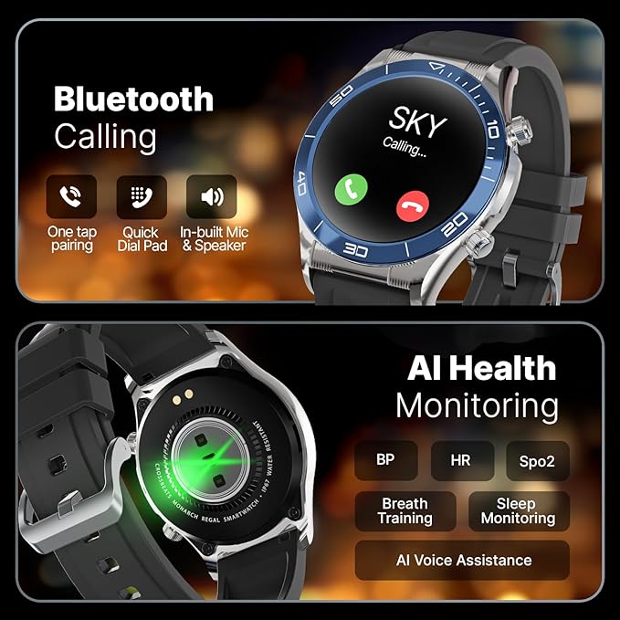 CrossBeats Regal Monarch 1.43" High Grade Steel Strap Bluetooth Calling 125+ Sports Modes Smartwatch - 0
