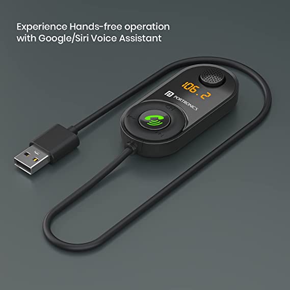 Portronics AUTO 17 in-Car Bluetooth Receiver for Handsfree Calling, Music System, Supports All Smartphones (Black) - 1