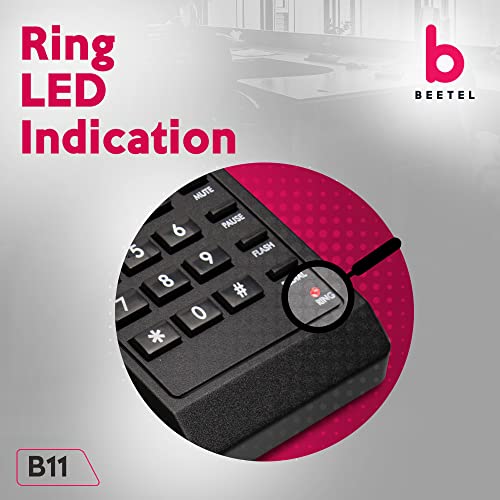 Beetel B11 Corded Landline Phone, Ringer Volume Control, LED for Ring Indication, Wall/Desk Mountable, Classic Design,Clear Call Quality,Mute/Pause/Fl - 2