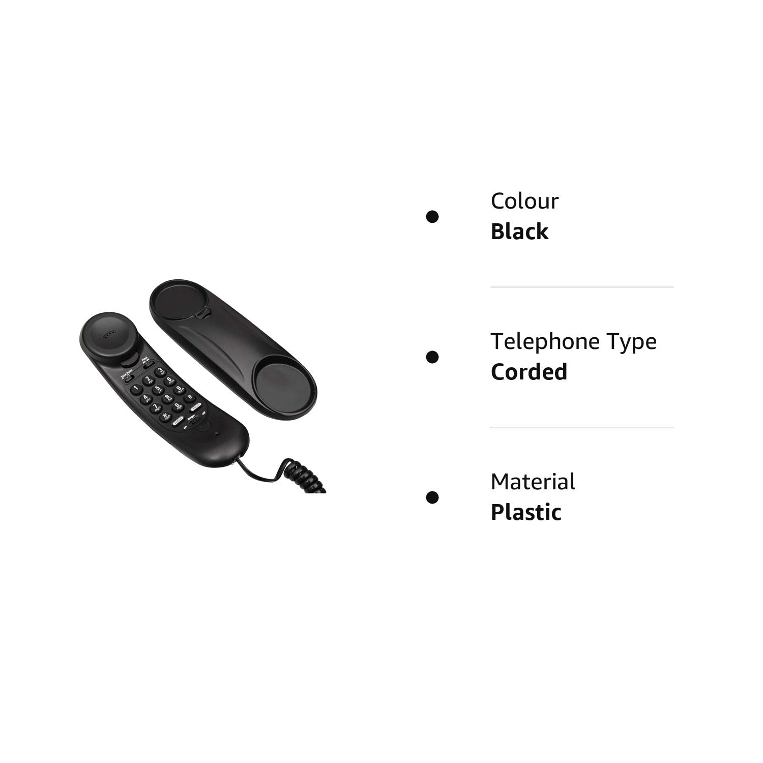 Beetel B26 Corded Slim Landline Phone,Ringer Volume Control,Wall/Desk Mountable,Ringer On/Off Switch,Clear Call Quality,Compact Design,Tone Pulse/Flas - 3