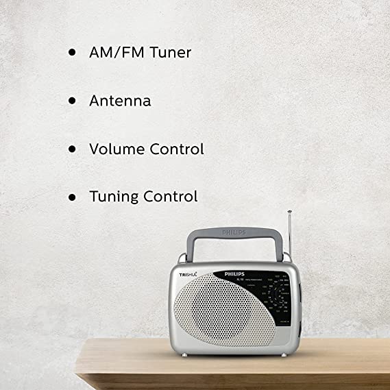 Philips Radio RL118/94 with MW/SW/FM Bands, 200mW RMS soundoutput,3-1 Power Source External Battery:2xR6 (3V DC), Mains: 230V AC/ 50 Hz, Built in Rech - 0