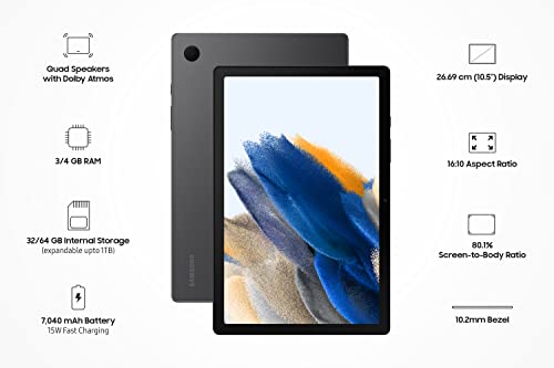 Samsung Galaxy Tab A8 26.69cm (10.5 inch) Display, RAM 4 GB, ROM 64 GB Expandable, Wi-Fi Tablet, Gray, (SM-X200NZAEINU) - 2