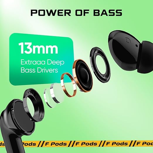 Fastrack Fpods FE100|BT5.4 TWS in Ear Earbuds, 40Hrs Playtime, 13mm Extra Deep Bass Drivers, Dual Mic ENC for Crystal Clear Calls - 3