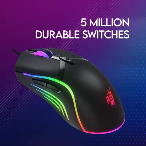 Redgear F-15 Wired Optical Gaming Mouse with Running RGB LEDs, 5 Million Durable Click Switches and Upto 6400 dpi for PC Gamers - 2