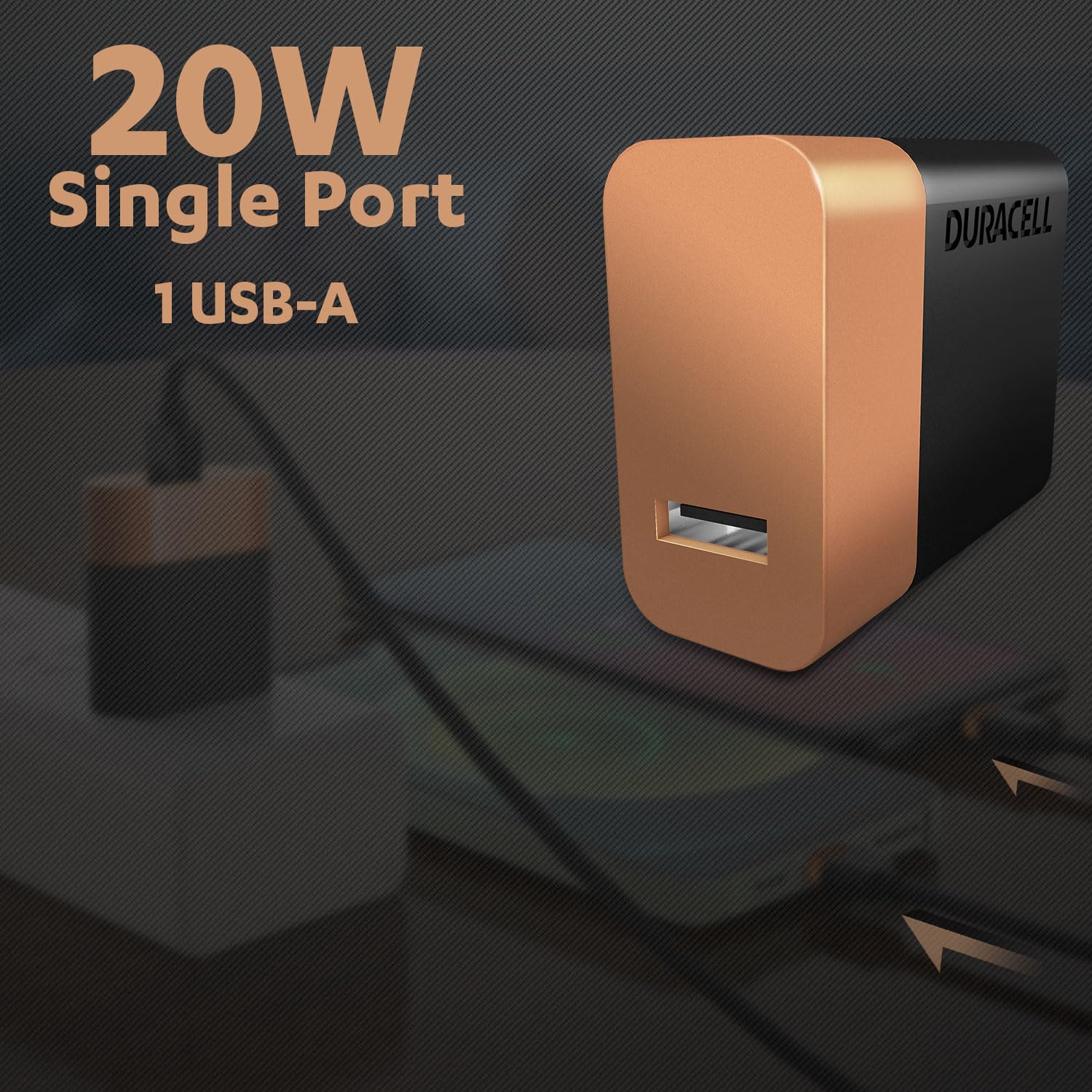 Duracell 20 Watts Fast Wall Charger Adapter, 1 USB A, Fast Mobile Charger Compatible with iPhone, iPad, Samsung, Note, Redmi, Mi, Oneplus, Oppo, Pixel - 1