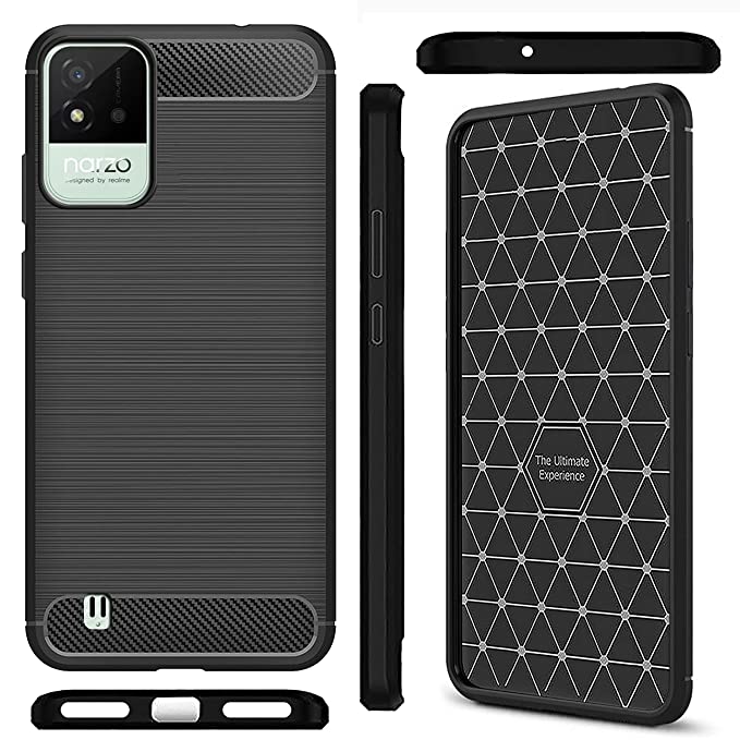 Amazon Brand - Solimo Mobile Case Rubber Pouch for Realme Narzo 50i (SOL-CARBON-RMN50I-BLK_Black) - 3