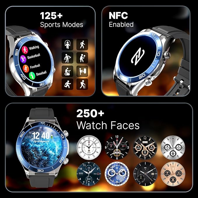 CrossBeats Regal Monarch 1.43" High Grade Steel Strap Bluetooth Calling 125+ Sports Modes Smartwatch - 1
