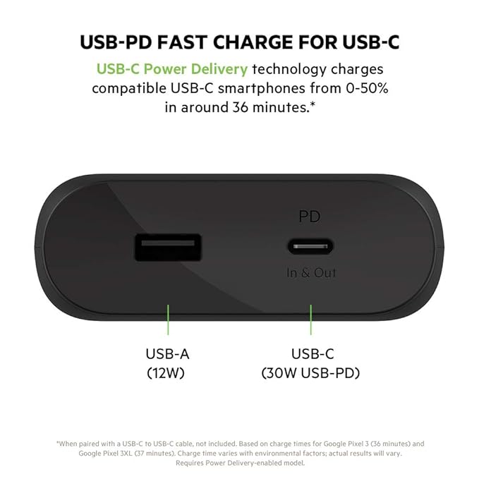 Belkin 20000 mAh 30W PD Power Bank for MacBook, Mobiles and Tablets with USB-C Port, USB-C - 2