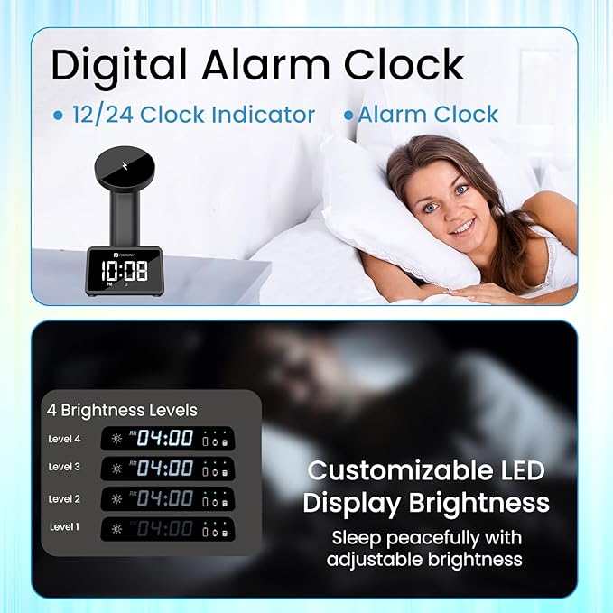 Portronics Bella 2 3 in 1 15W Magnetic Wireless Charging Station with Digital Alarm Clock - 2