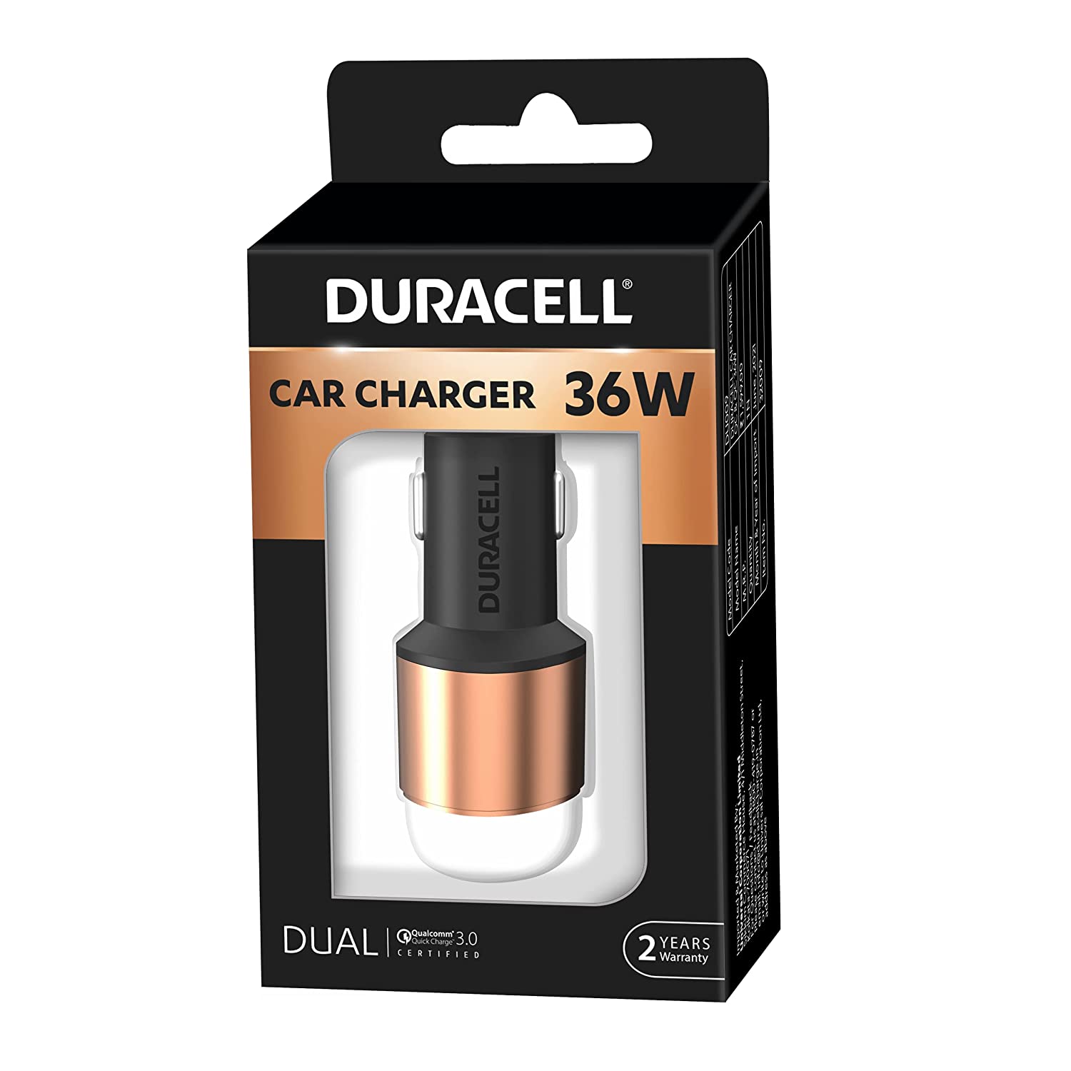 Duracell 36W Fast Car Charger Adapter with Dual USB Port. Qualcomm Certified 3.0, Quick Charge. Compatible with iPhone, All Smartphones, Tablets & Mor Total - 1