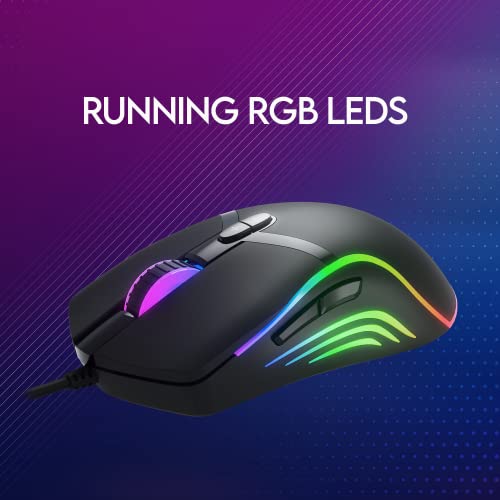 Redgear F-15 Wired Optical Gaming Mouse with Running RGB LEDs, 5 Million Durable Click Switches and Upto 6400 dpi for PC Gamers - 1