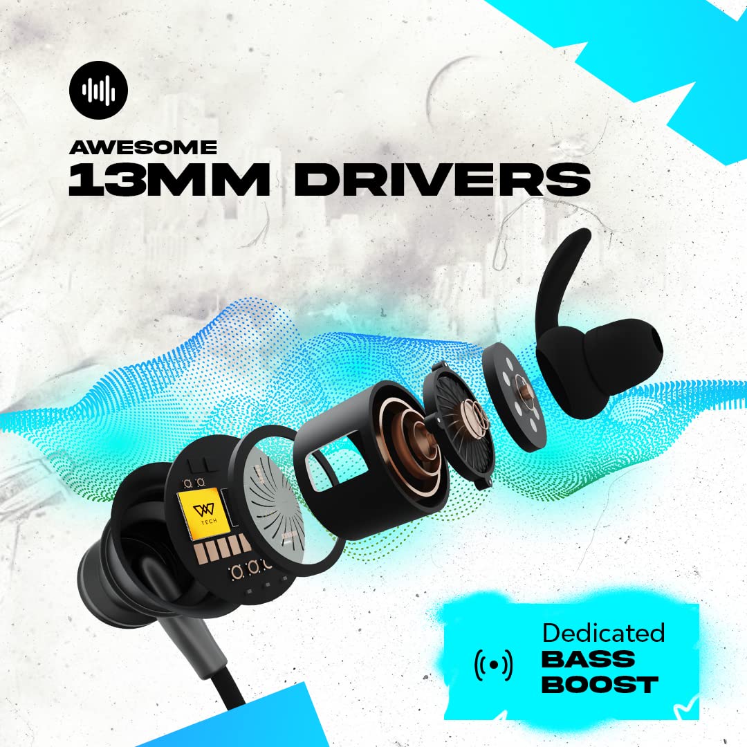 Wings Phantom 110 in Ear Neckband with ENC Mic,Dual Pairing, 20 hrs Playtime, Bluetooth 5.3,Dedicated Bass Boost Mode and Gaming Mode with 50ms Ultra - 3