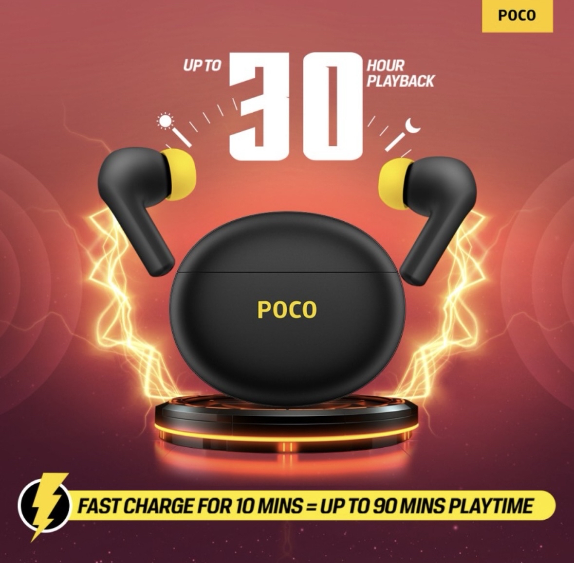 POCO Pods with 30 Hour Playback, 12mm Drivers, 60ms Latency, Fast Charging & ENC Bluetooth Gaming - 3