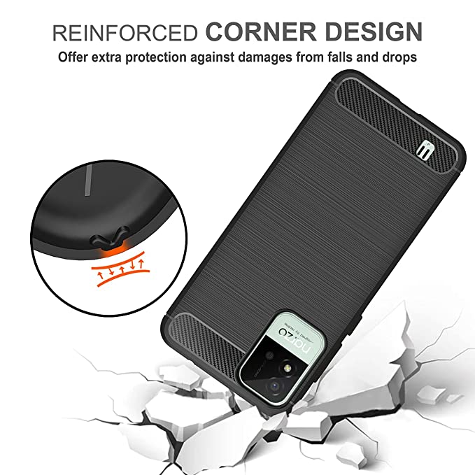 Amazon Brand - Solimo Mobile Case Rubber Pouch for Realme Narzo 50i (SOL-CARBON-RMN50I-BLK_Black) - 2