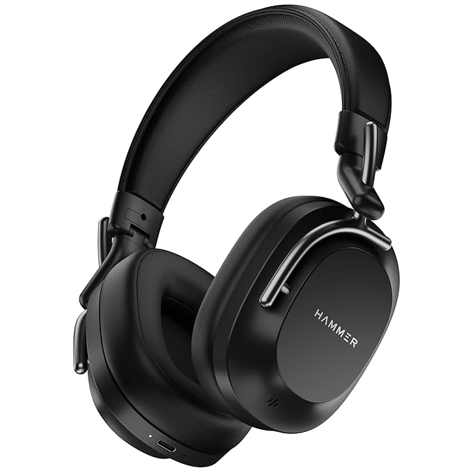 HAMMER Bash Pro 33 dB Hybrid ANC Over Ear Wireless Headphones, 4 Mics for Clear Calling - 0