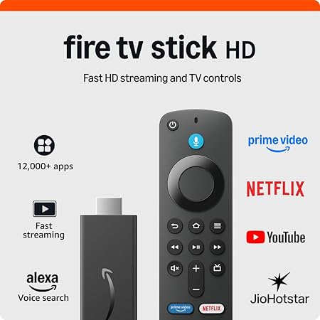 Amazon Fire TV Stick HD, Alexa Voice Remote with TV power & volume controls, full HD streaming device - 1