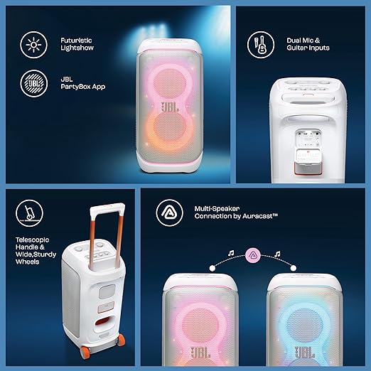 JBL Partybox 320, Portable Bluetooth 240W Party Speaker, AI Sound Boost, Futuristic Light Show, Multispeaker Connection - 2