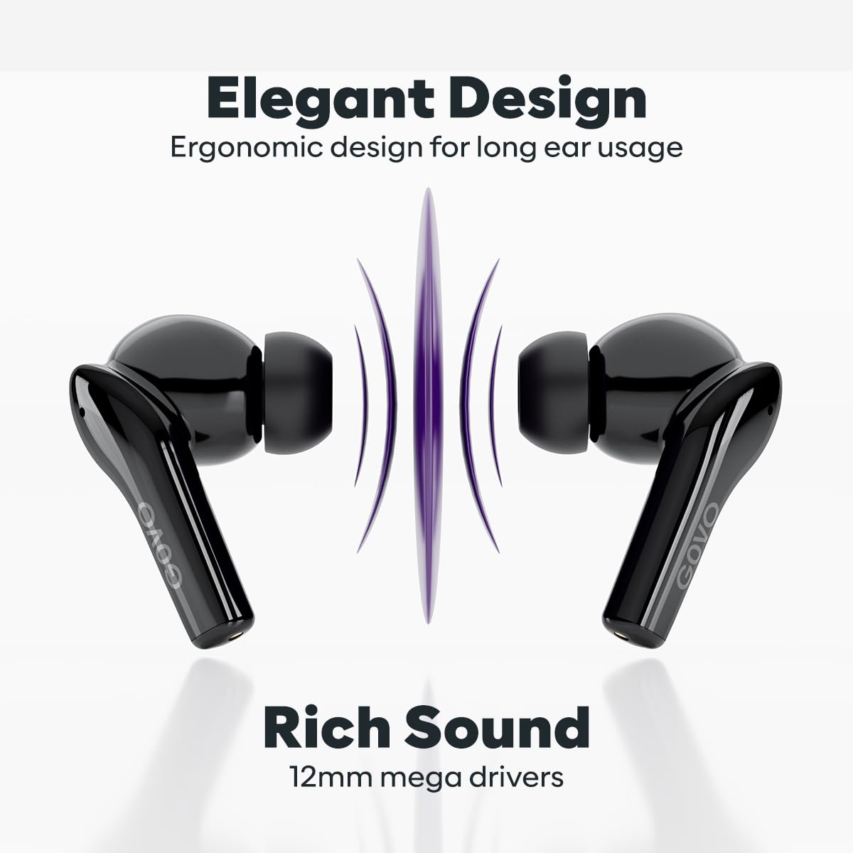 GOVO Gobuds 945 Chromex Wireless Earbuds: Bluetooth V5.3,with 52H Playtime,Quad Mic Enc,Low Latency Mode,12Mm Drivers,Rapid Charge,Ipx5,Smart Touch - 2
