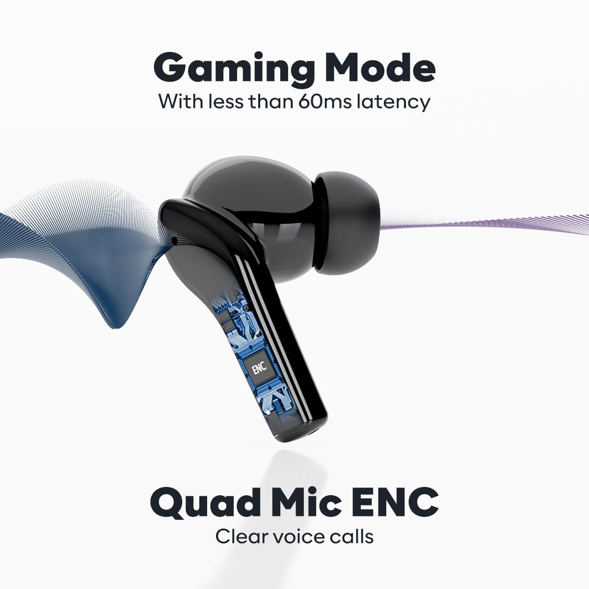 GOVO Gobuds 945 Chromex Wireless Earbuds: Bluetooth V5.3,with 52H Playtime,Quad Mic Enc,Low Latency Mode,12Mm Drivers,Rapid Charge,Ipx5,Smart Touch - 3