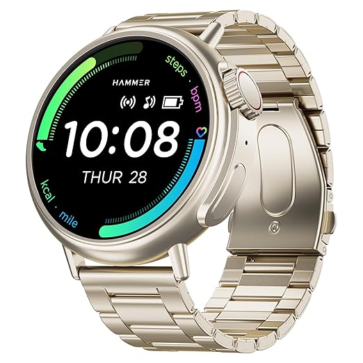 HAMMER Active 3.0 1.39" Display BT Calling Smart Watch with Metal Strap, Always On Display, Health Tracking - 0