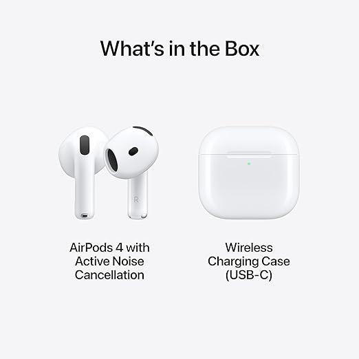 Apple AirPods 4 Active Noise Cancellation Personalised Spatial Audio, USB-C Charging Case Wireless Charging, H2 Chip - 2